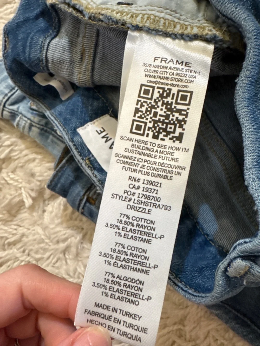 FRAME DENIM LE SUPER HIGH STRAIGHT DRIZZLE RAW AFTER DESIGNER DENIM JEANS SZ 27 - Picture 4 of 6